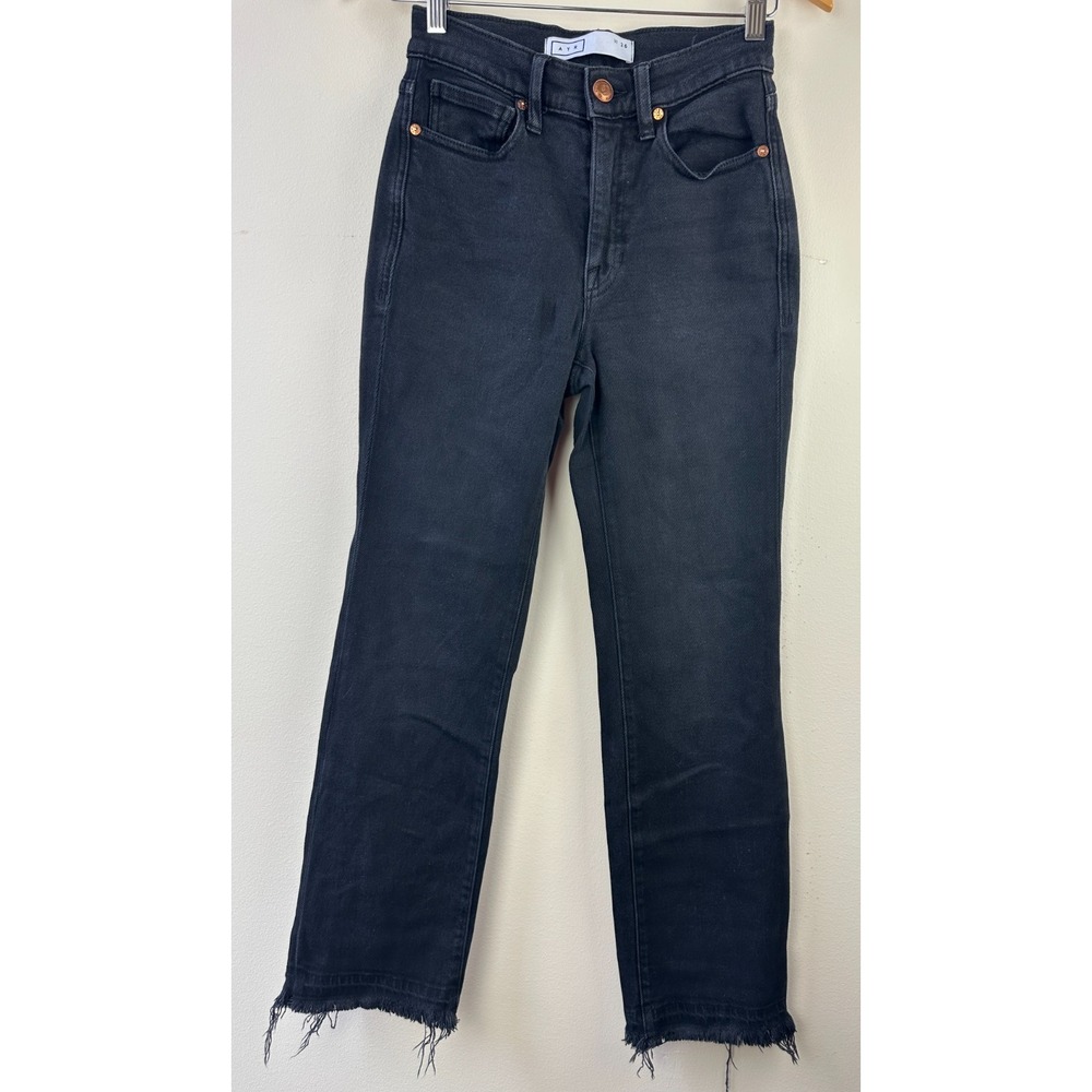 AYR The Rocker Jeans with Frayed Hem in Magnetic Black Cropped Denim Size 26 - Picture 13 of 13